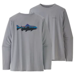 Patagonia M's L/S Cap Cool Daily Fish Graphic Shirt Fitz Roy Trout: Salt Grey